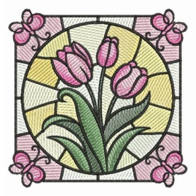 Picture of Stained Glass Flowers Machine Embroidery Design