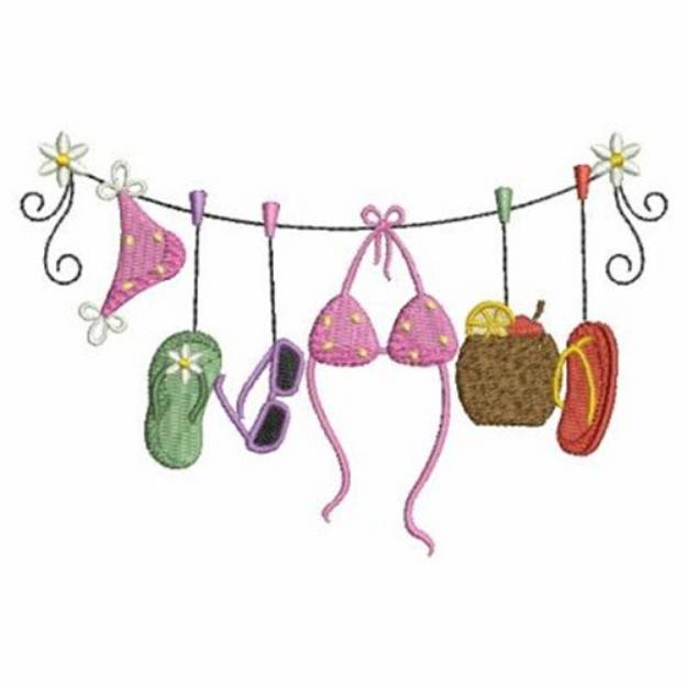 Picture of Beach Clothesline Machine Embroidery Design