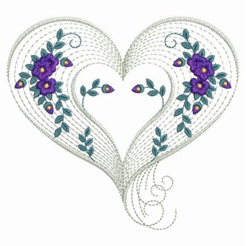 Rippled Floral Heart Machine Embroidery Design | Embroidery Library at ...