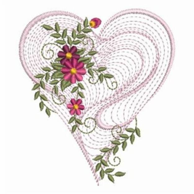 Rippled Greenery Heart Machine Embroidery Design | Embroidery Library ...