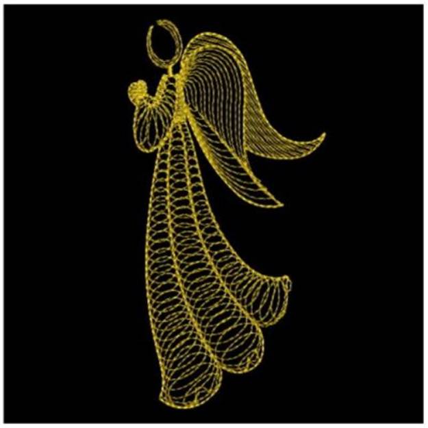 Picture of Golden Praying Angel Machine Embroidery Design