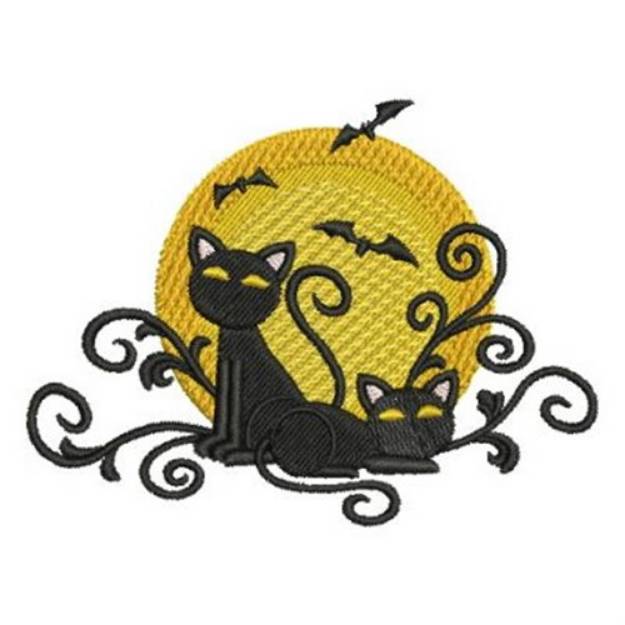 Picture of Black Cat Silhouette Machine Embroidery Design