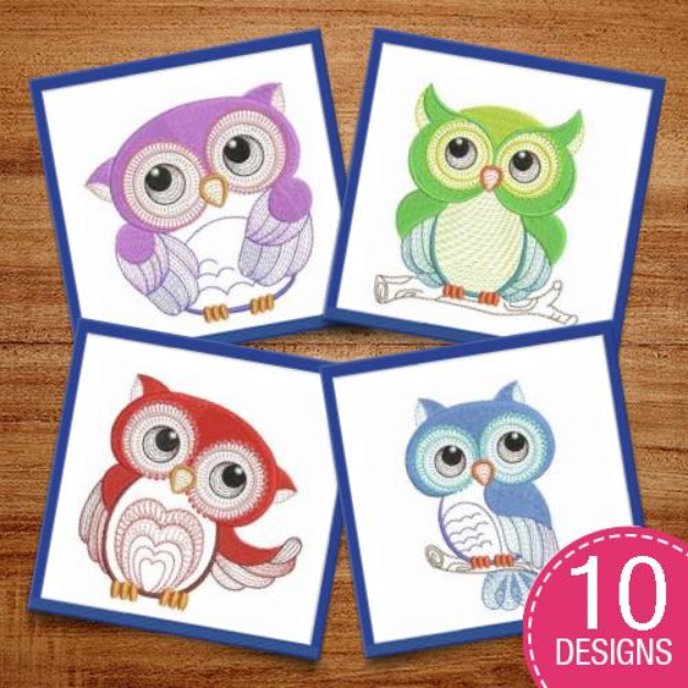 Picture of Cute Owls Embroidery Design Pack