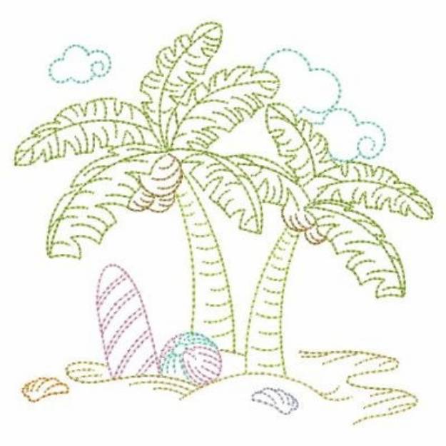 Picture of Summer Beach Outline Machine Embroidery Design