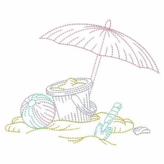 Picture of Summer Beach Outline Machine Embroidery Design