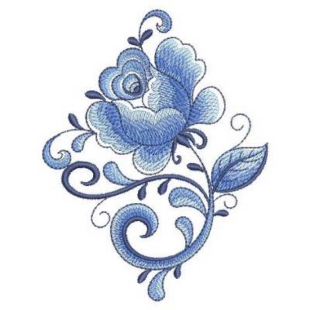 Delft Blue Rose Diamond Machine Embroidery Design | Embroidery Library ...