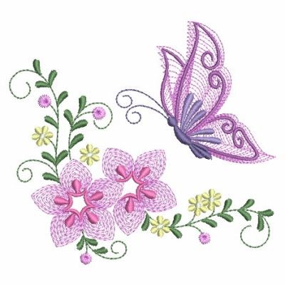 Rippled Flower Butterfly Machine Embroidery Design | Embroidery Library ...