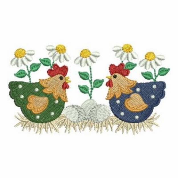 Picture of Country Chickens Eggs Machine Embroidery Design