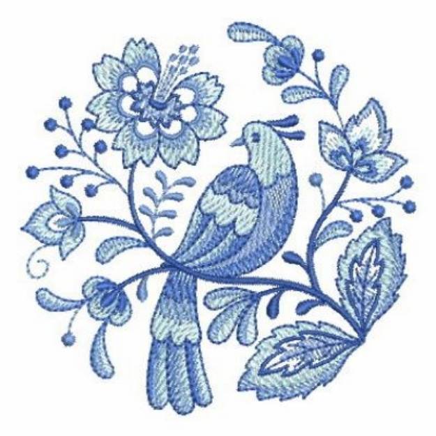 Picture of Delft Blue Flowers Machine Embroidery Design