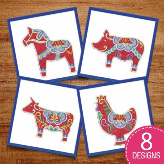 Picture of Swedish Dala Animals Embroidery Design Pack