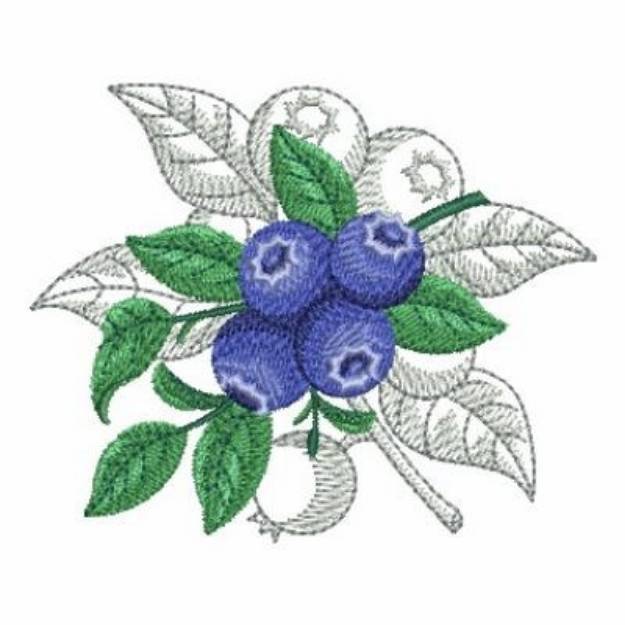 Picture of Realistic Blueberries Machine Embroidery Design