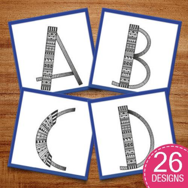 Picture of Blackwork Alphabet Embroidery Design Pack