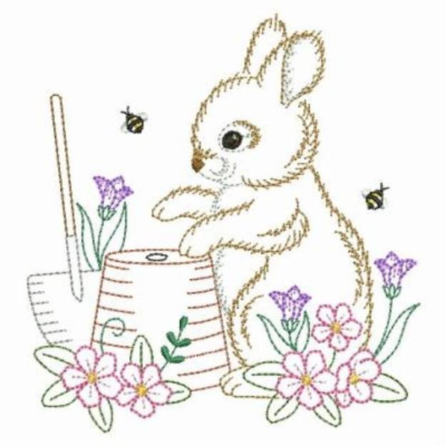 Picture of Garden Bunny Outline Machine Embroidery Design