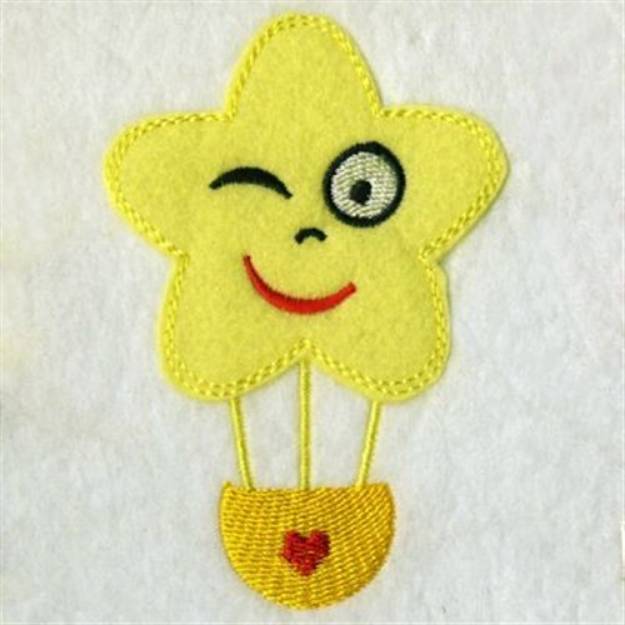 Picture of Applique Star Balloon Machine Embroidery Design
