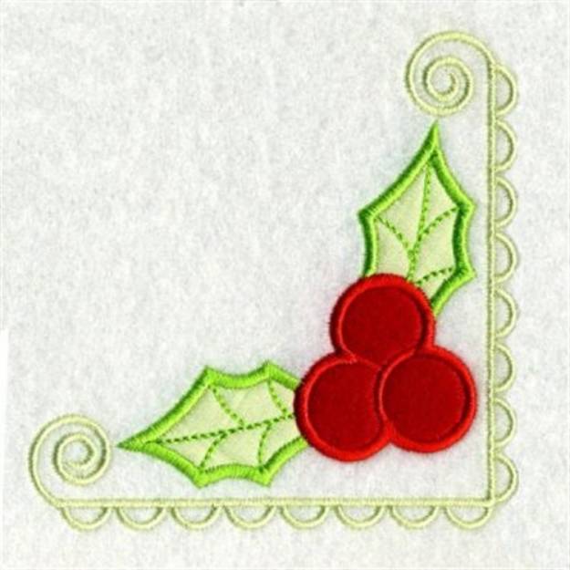 Picture of Applique Holly Corner Machine Embroidery Design