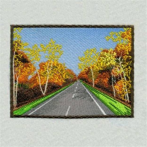 Picture of Realistic Fall Road Machine Embroidery Design