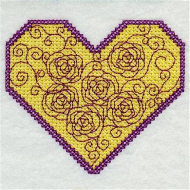 Picture of Cross Stitch Heart Machine Embroidery Design