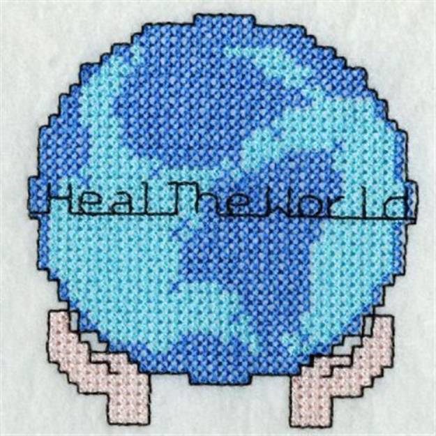 Picture of Cross Stitch Globe Machine Embroidery Design