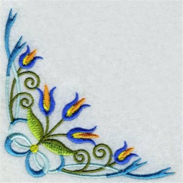 Picture of Dainty Floral Corner Machine Embroidery Design