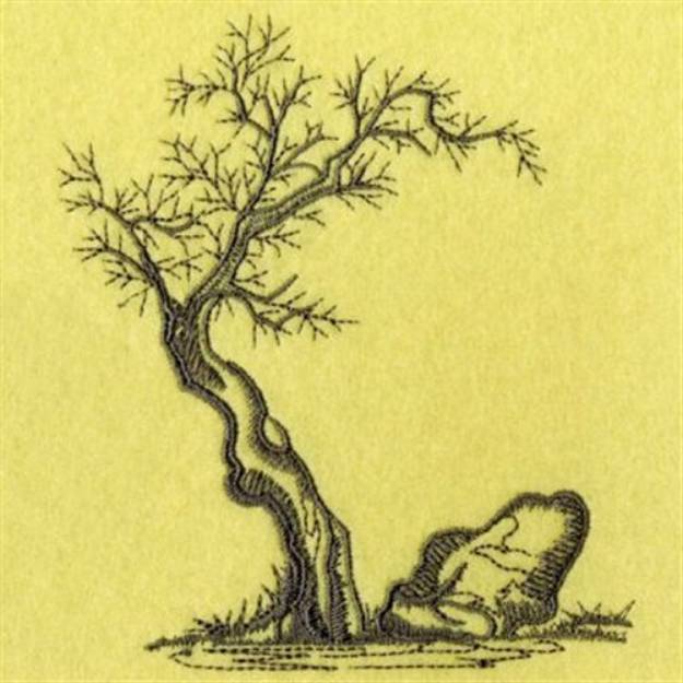 Picture of Tree & Rock Machine Embroidery Design