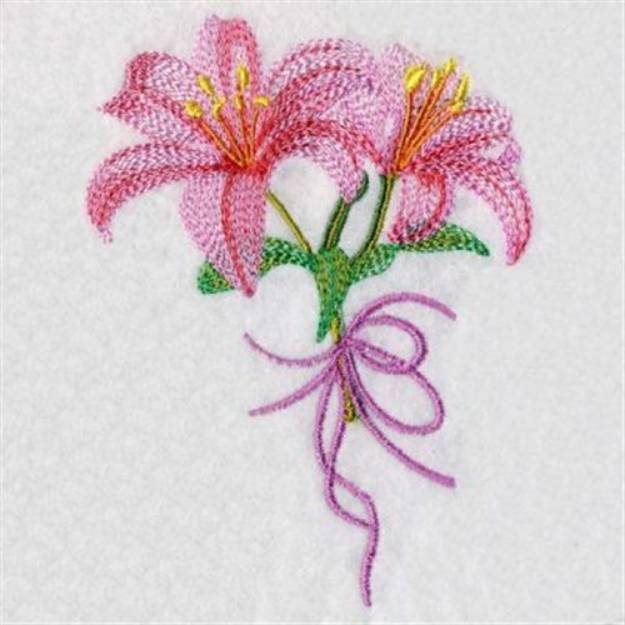 Picture of Pink Lilies Machine Embroidery Design