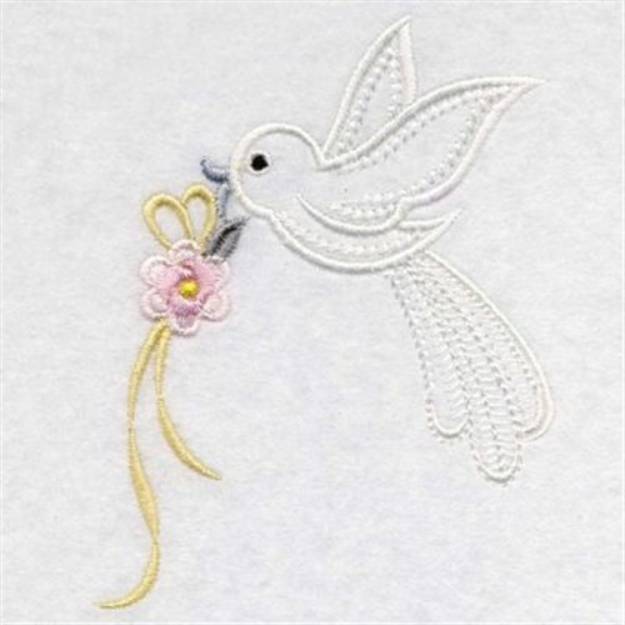 Picture of Dove With Flower Machine Embroidery Design