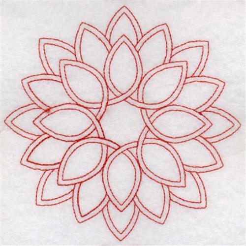 Redwork Flower Machine Embroidery Design 