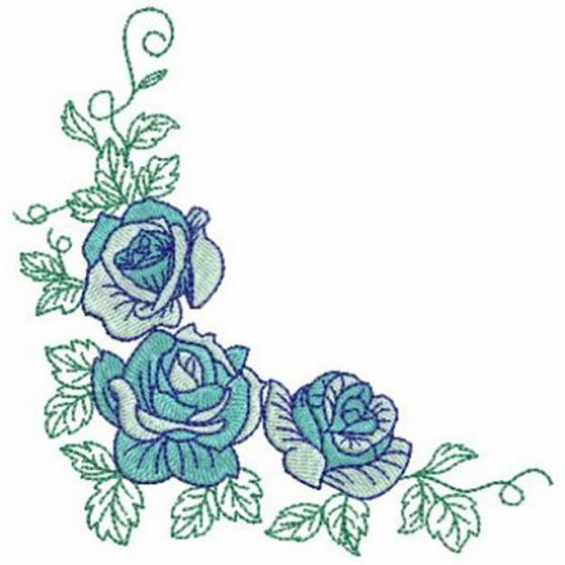 Picture of Blue Roses Corner Machine Embroidery Design