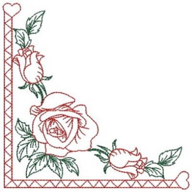 Picture of Rose Corner Machine Embroidery Design