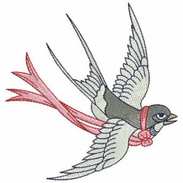 Picture of Ribbon Bird Machine Embroidery Design