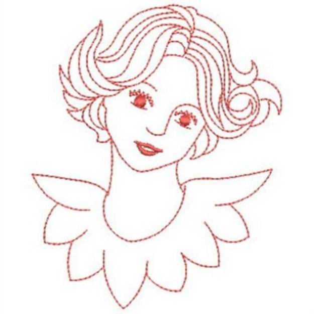 Picture of Redwork Girl Machine Embroidery Design