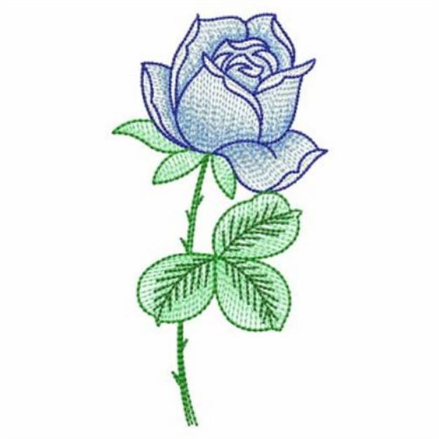 Picture of Vintage Blue Rose Machine Embroidery Design