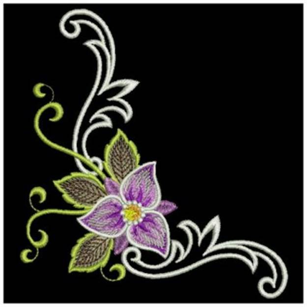 Picture of Elegant Floral Corner Machine Embroidery Design