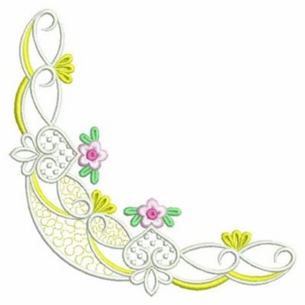 Picture of Elegant Floral Corner Machine Embroidery Design