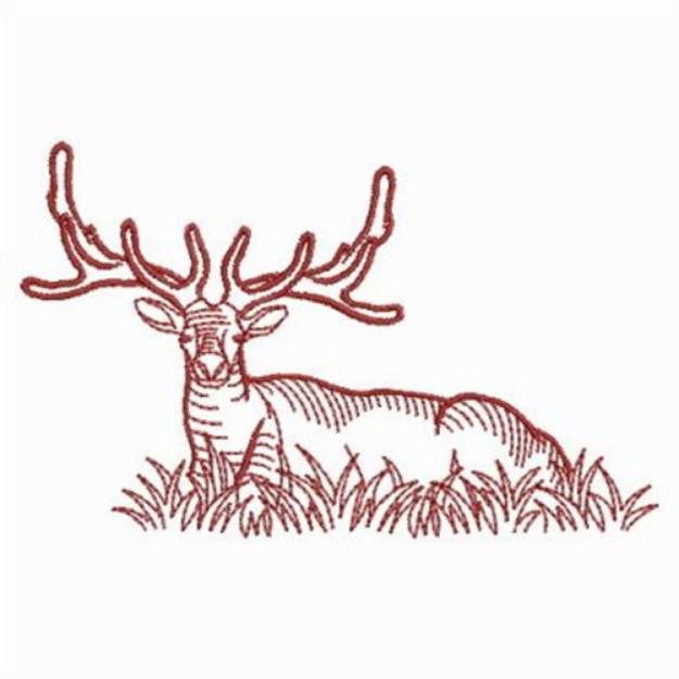 Picture of Redwork Deer Machine Embroidery Design