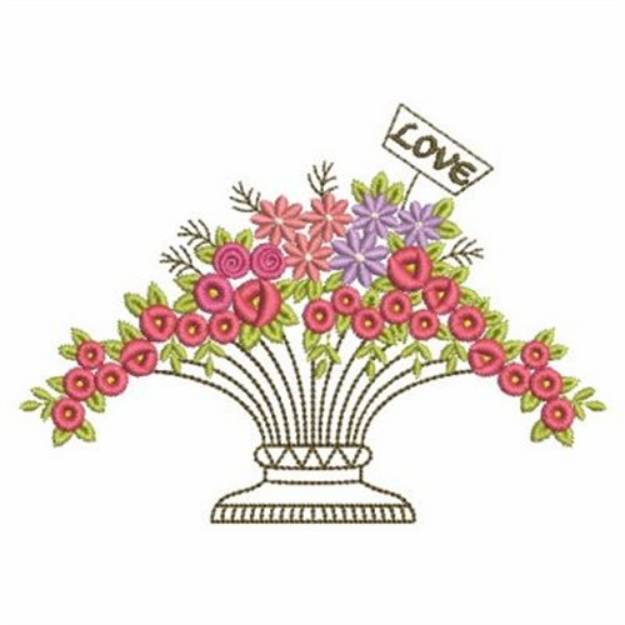 Picture of Floral Vase Machine Embroidery Design