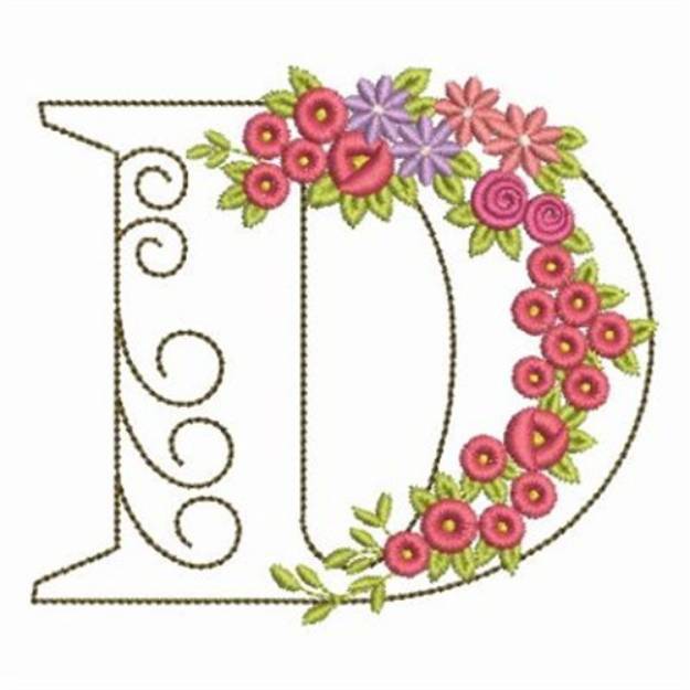 Picture of Floral Alphabet D Machine Embroidery Design