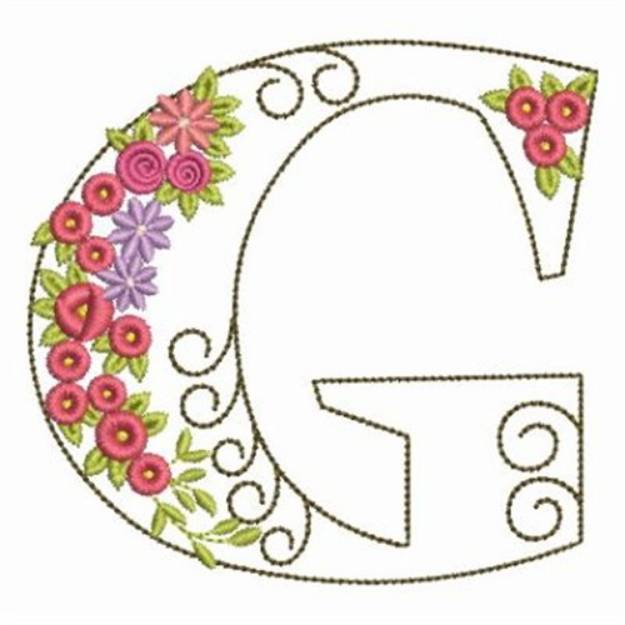 Picture of Floral Alphabet G Machine Embroidery Design