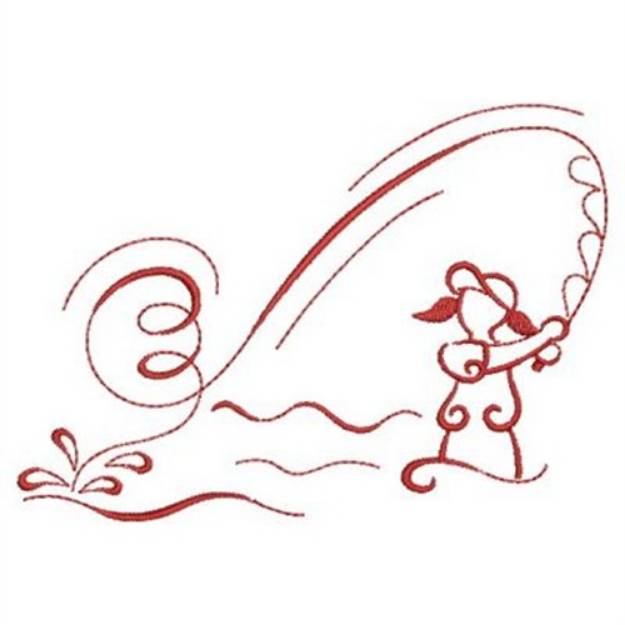 Picture of Fishing Outline Machine Embroidery Design