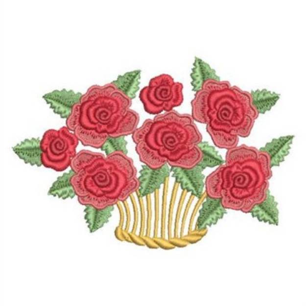 Picture of Red Rose Bouquet Machine Embroidery Design