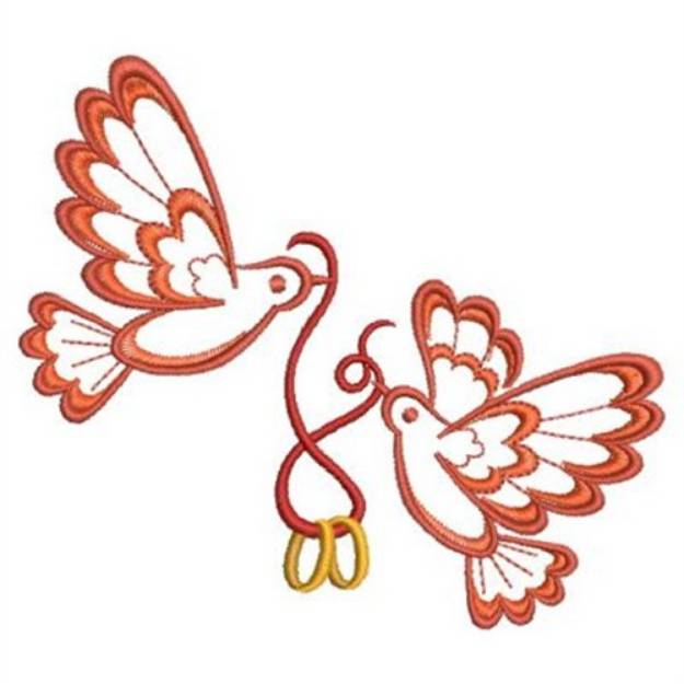 Picture of Wedding Ring Doves Machine Embroidery Design