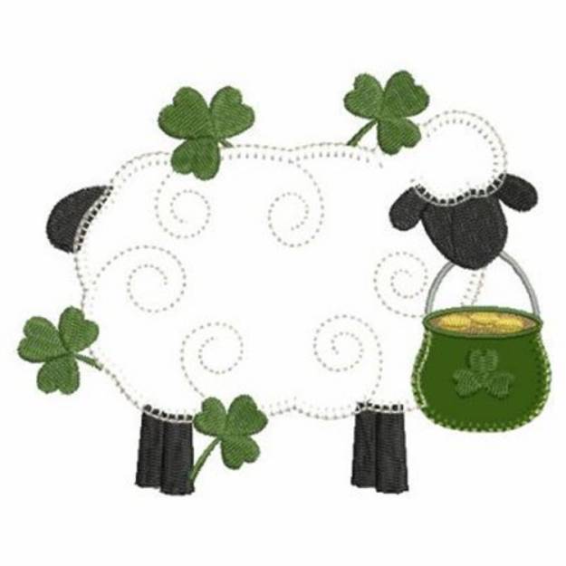 Picture of Applique Shamrock Sheep Machine Embroidery Design