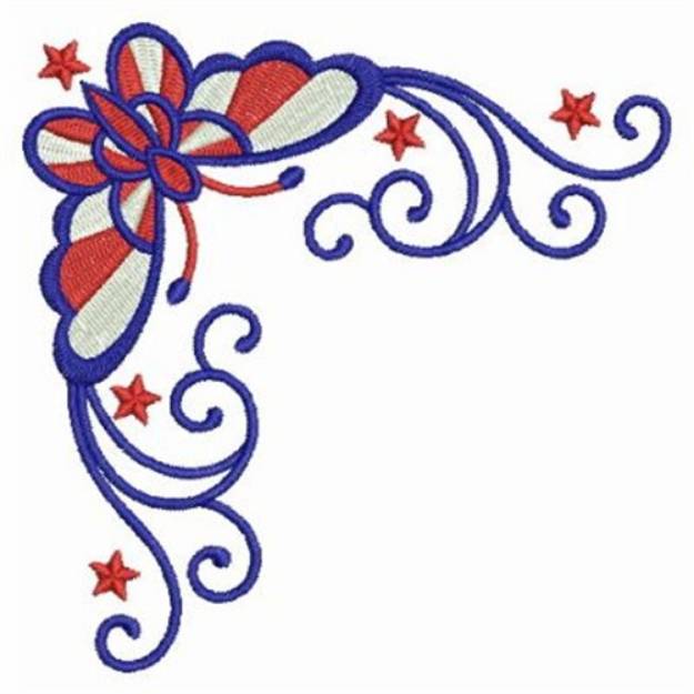 Picture of Patriotic Butterfly Corner Machine Embroidery Design