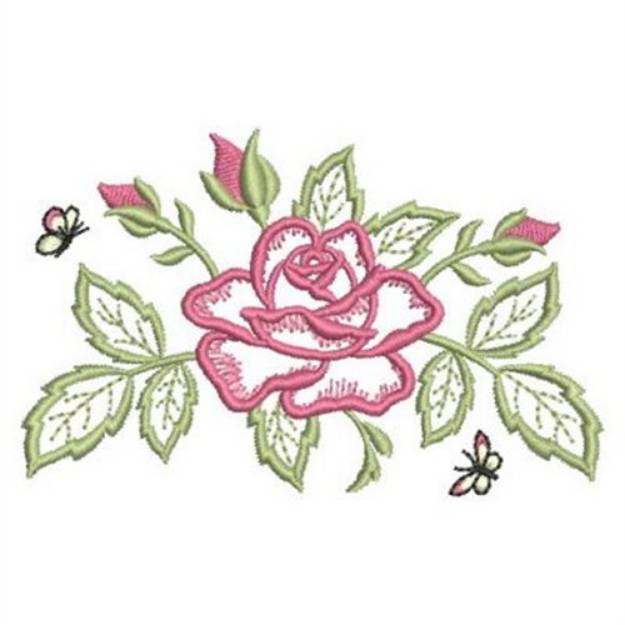 Center Outline Roses Machine Embroidery Design 