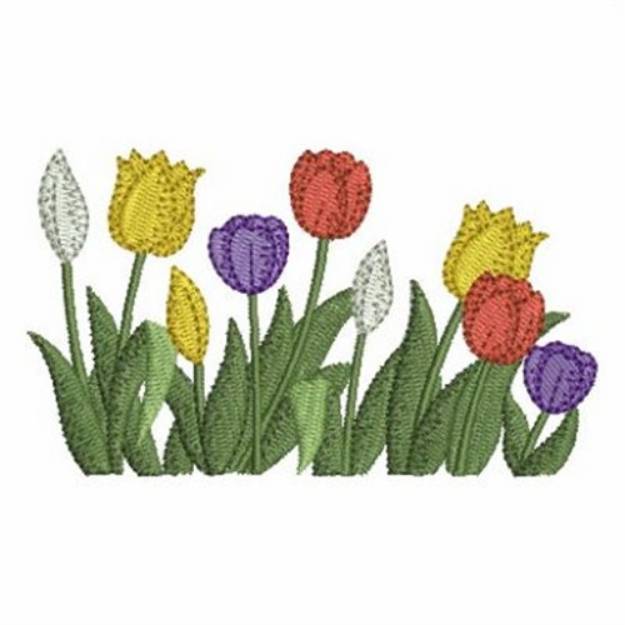 Picture of Colorful Tulip Border Machine Embroidery Design