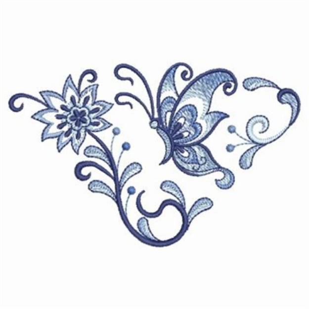 Blue Buttefly Corners Machine Embroidery Design | Embroidery Library at ...