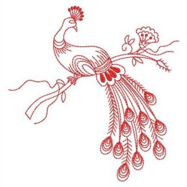 Redwork Peacock Machine Embroidery Design | Embroidery Library at ...