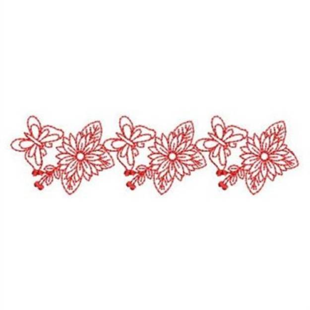 Picture of Redwork Flower Border Machine Embroidery Design