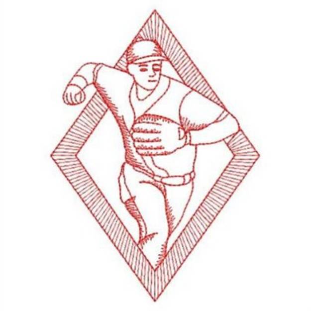 Picture of Redwork Baseball Machine Embroidery Design