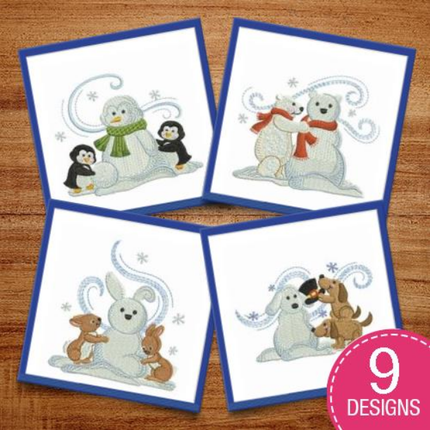 Picture of Animal Snowmen Embroidery Design Pack